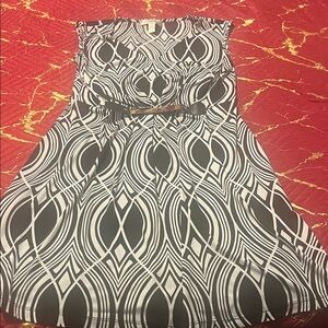 dressbarn Black and White Patterned Midi Dress